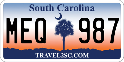 SC license plate MEQ987