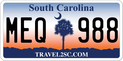 SC license plate MEQ988