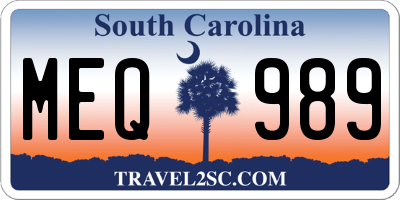 SC license plate MEQ989