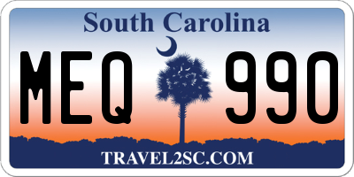 SC license plate MEQ990