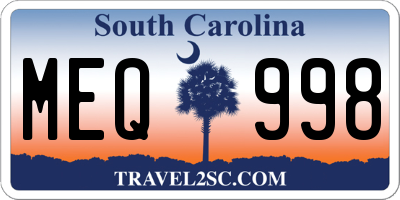 SC license plate MEQ998