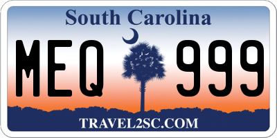 SC license plate MEQ999