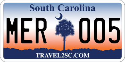 SC license plate MER005