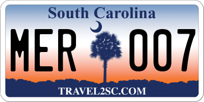 SC license plate MER007