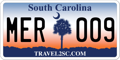 SC license plate MER009