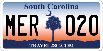 SC license plate MER020