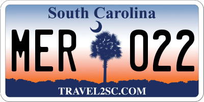 SC license plate MER022