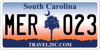 SC license plate MER023