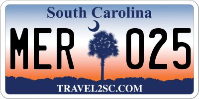 SC license plate MER025