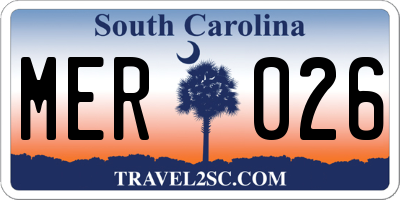 SC license plate MER026