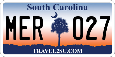 SC license plate MER027