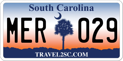 SC license plate MER029