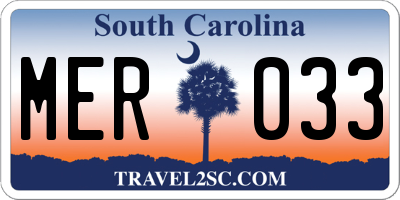 SC license plate MER033