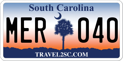 SC license plate MER040
