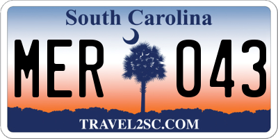 SC license plate MER043