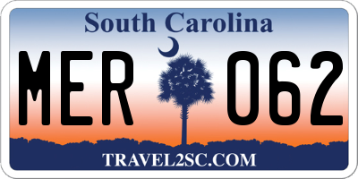 SC license plate MER062