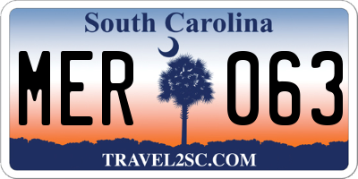 SC license plate MER063