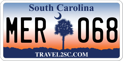 SC license plate MER068
