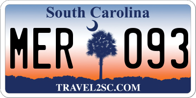 SC license plate MER093