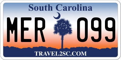 SC license plate MER099