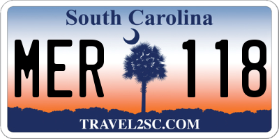 SC license plate MER118