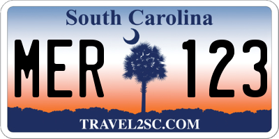 SC license plate MER123