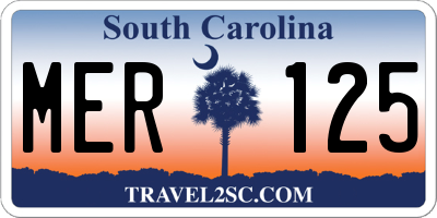 SC license plate MER125