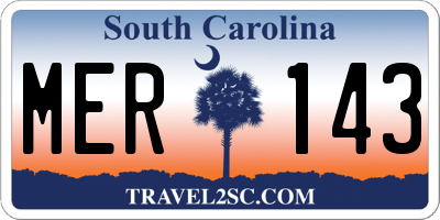 SC license plate MER143