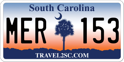 SC license plate MER153