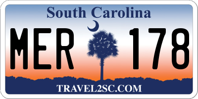SC license plate MER178