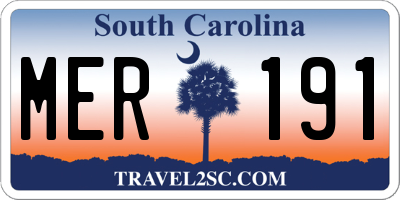 SC license plate MER191