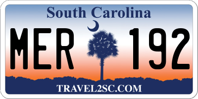 SC license plate MER192