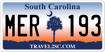 SC license plate MER193