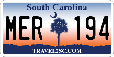 SC license plate MER194