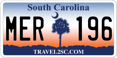 SC license plate MER196