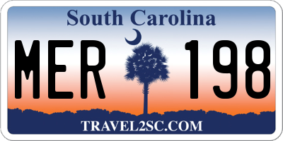 SC license plate MER198