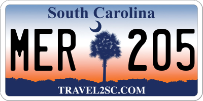 SC license plate MER205
