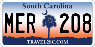 SC license plate MER208