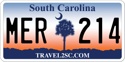 SC license plate MER214