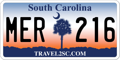 SC license plate MER216