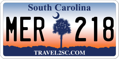 SC license plate MER218