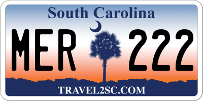 SC license plate MER222