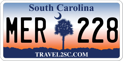 SC license plate MER228