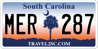 SC license plate MER287