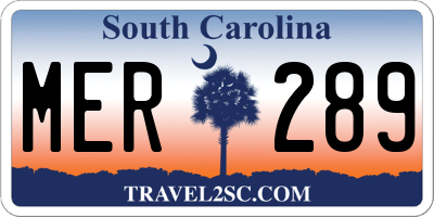 SC license plate MER289