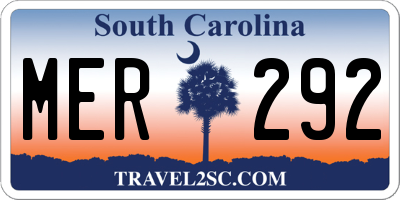 SC license plate MER292