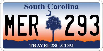 SC license plate MER293
