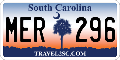 SC license plate MER296