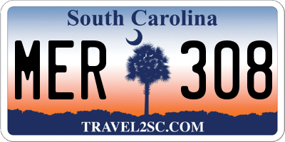 SC license plate MER308