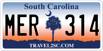 SC license plate MER314